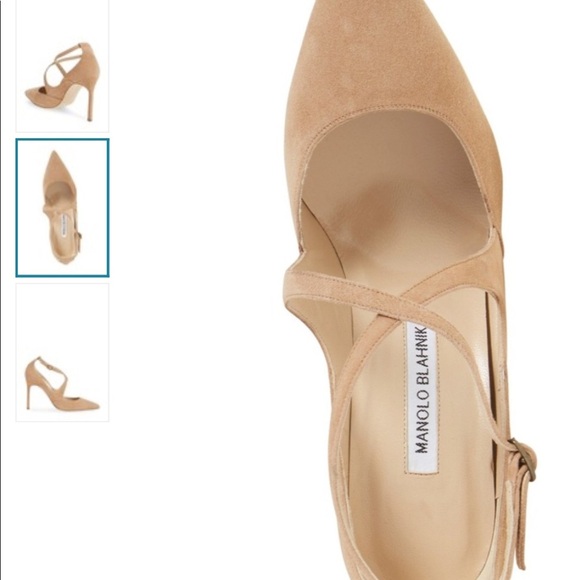 MANOLO BLAHNIK BB Nude Suede TUGIA 105mm Point Toe Stiletto Pump 8.5US 38.5EU - Picture 9 of 12